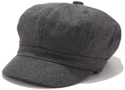Franse Stijl Man Effen Kleur Toevallige Vintage Vrouwen Hoed Winter Effen Hoed Baret Cap Koreaanse Schilder Newsboy Baretten Adulte Cap donker grijs