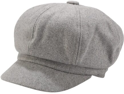 Franse Stijl Man Effen Kleur Toevallige Vintage Vrouwen Hoed Winter Effen Hoed Baret Cap Koreaanse Schilder Newsboy Baretten Adulte Cap Grijs