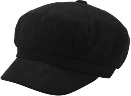 Franse Stijl Man Effen Kleur Toevallige Vintage Vrouwen Hoed Winter Effen Hoed Baret Cap Koreaanse Schilder Newsboy Baretten Adulte Cap zwart