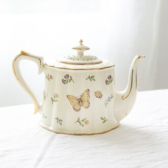 Franse Tuin Thee Kop En Schotels Set Porselein Theepot Theekopje Coaster Diner Platen Huishoudelijke Theewaar Sets Coffeeware Leverancier 850ml thee pot