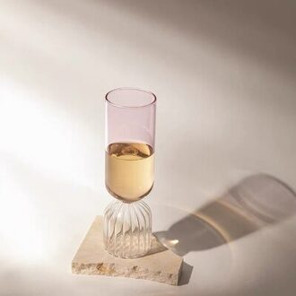 Franse Wijn Glas Retro Beker Vaas Ins Niche Gekleurde Transparant Glas Woondecoratie Schieten Props Room Decor Esthetische roze