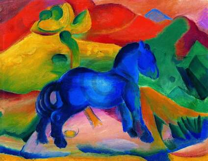 Franz Marc - Blaues Pferdchen Kunstdruk 90x70cm