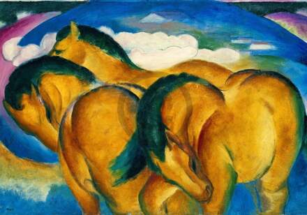 Franz Marc - Die Kleinen Gelben Pferde Kunstdruk 100x70cm