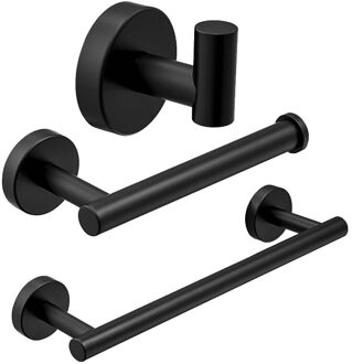 Frap Bad Hardware Sets Zwart Roestvrij Staal Moderne Badkamer Plank Handdoek Bar Robe Haken Toiletrolhouder 3 Kleur Y15003 Y38124-2