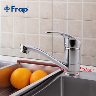 FRAP Moderne Chroom Zilver Keuken Kraan Enkele Handgreep Warm en Koud Water 360 Rotatie F4521-2