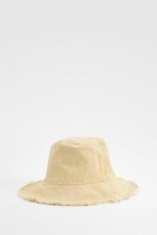Frayed Edge Bucket Hat, Beige - ONE SIZE
