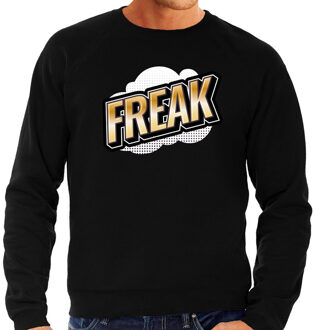 Freak fun tekst sweater voor heren zwart in 3D effect M