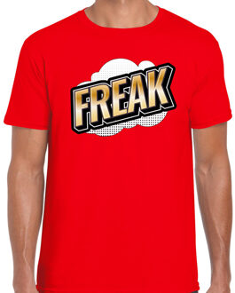 Freak fun tekst t-shirt voor heren rood in 3D effect S
