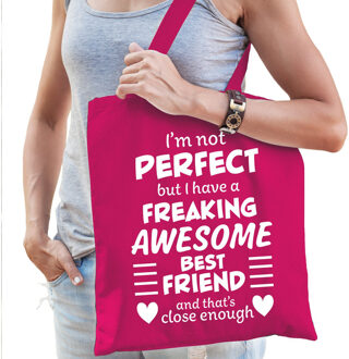 Freaking awesome best friend / beste vriend kado tas roze voor dames - Feest Boodschappentassen