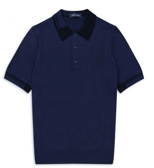 Fred Perry Abstract Tipped Knitted Shirt - Blauw - Heren - maat  S