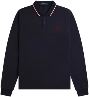 Fred Perry Authentieke lange mouwen Twin Tipped Polo Navy Fred Perry , Blue , Heren - S