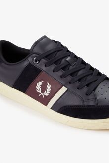 Fred Perry B725 Leer Suède Heren Sneakers Marine/Ecru/Dieprood - maat EU 44.5 / UK 10 Blauw