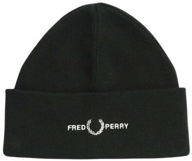 Fred Perry Beanie met grafisch logo voor volwassenen (Donkergroen) - One Size