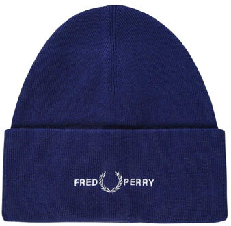Fred Perry Beanie met grafisch logo voor volwassenen (Franse marine) Navy