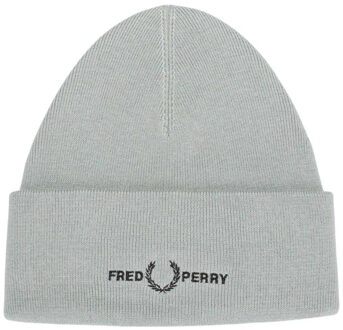 Fred Perry Beanie met grafisch logo voor volwassenen (Zilver) - One Size