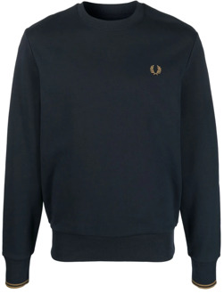 Fred Perry Blauw Logo Crewneck Sweatshirt Fred Perry , Blue , Heren - L,S