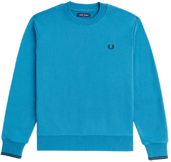 Fred Perry Blauwe Crew-neck Sweatshirt Katoenmix Fred Perry , Blue , Heren - 2Xl,Xl,L,M,S