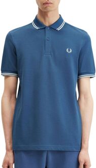 Fred Perry Blauwe Logo Front T-shirts en Polo's Fred Perry , Blue , Heren - 2Xl,Xl,L,M