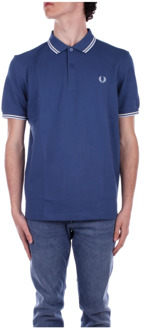 Fred Perry Blauwe Logo Front T-shirts en Polo's Fred Perry , Blue , Heren - S