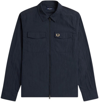 Fred Perry Blauwe Overshirt Jas Fred Perry , Blue , Heren - 2Xl,Xl