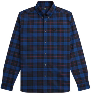 Fred Perry Casual Oxford Tartan Overhemd Fred Perry , Blue , Heren - XL