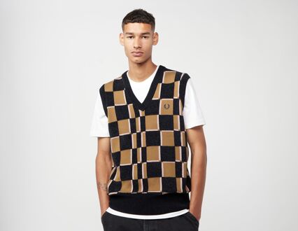 Fred Perry Checkerboard Knit Vest, Brown - M