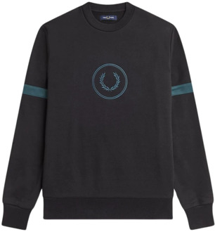 Fred Perry Cirkel Logo Sweatshirt Fred Perry , Black , Heren - L,S,Xs