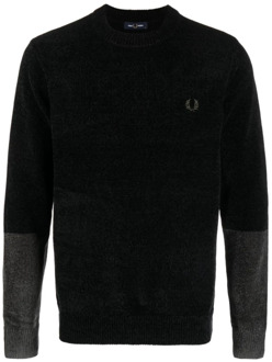 Fred Perry Colorblock Chenille Trui Fred Perry , Black , Heren - S