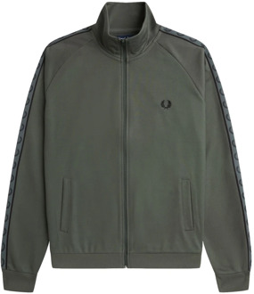 Fred Perry Contrast Tape Track Field Jas Fred Perry , Green , Heren - 2Xl,Xl,L,M