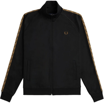 Fred Perry Contrast Tape Track Jacket Fred Perry , Black , Heren - 2Xl,Xl,L,M