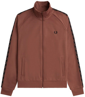 Fred Perry Contrast Tape Track Jas Fred Perry , Brown , Heren - 2Xl,Xl,L,M