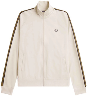 Fred Perry Contrasterend Tape Track Jacket Fred Perry , White , Heren - 2Xl,Xl,L,M