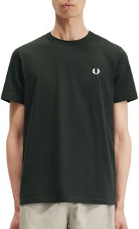 Fred Perry Crew Neck Shirt Heren donkergroen - wit - M