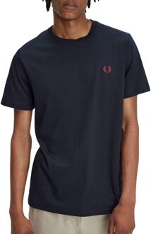 Fred Perry Crew Neck Shirt Heren navy - rood - M