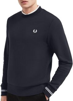 Fred Perry Crew Neck Sweater Heren donker blauw - wit - XXXL