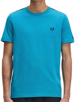 Fred Perry Cyberblauw T-shirt met getapete schouders