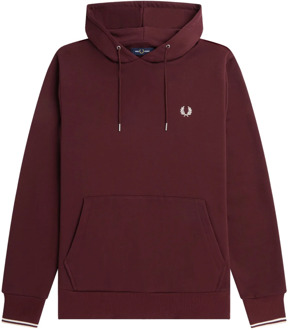 Fred Perry Donkerrode Getipte Hoodie Fred Perry , Red , Heren - Xl,L