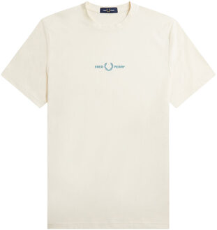 Fred Perry Embroidered T-Shirt - Ecru Herenshirt Beige - M