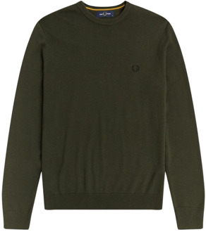 Fred Perry Fijngebreide pullover in wolblend met logoborduring Bronsgroen - S