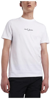 Fred Perry Geborduurd Grafisch T-shirt Fred Perry , White , Heren - Xl,L,M,S