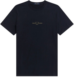 Fred Perry Geborduurd Logo T-Shirt Navy Fred Perry , Blue , Heren - Xl,M
