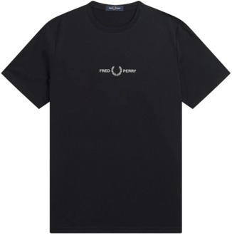 Fred Perry Geborduurd T-shirt Fred Perry Fred Perry , Black , Heren - 2Xl,Xl