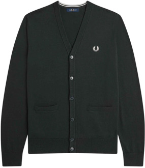 Fred Perry Gebreide V-Hals Cardigan Fred Perry , Green , Heren - XL