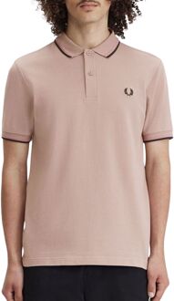 Fred Perry Gestreept Geribbeld Poloshirt Fred Perry , Pink , Heren - 2Xl,Xl,L,M,S