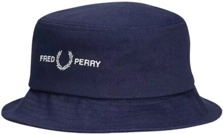 Fred Perry grafisch merklogo Franse marineblauwe vissershoed - maat