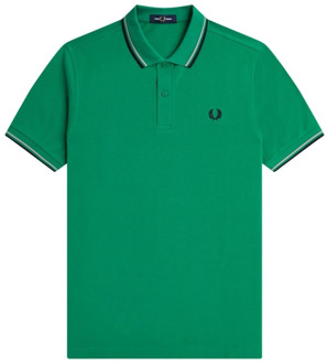 Fred Perry Groene Twin Tipped Katoenen Polo Fred Perry , Green , Heren - 2Xl,M