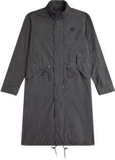 Fred Perry Gunmetal dun parkajack met rechte zoom - maat M Grijs