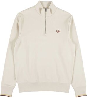 Fred Perry Half Zip Sweatshirt Ivoor Casual Trendy Fred Perry , Beige , Heren - Xl,M