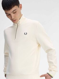Fred Perry Half Zip Trui Ecru 46A Beige - L,XL,XXL
