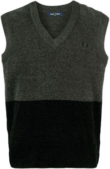Fred Perry Heren Kleurblokkens Chenille Vest Top (Veldd Groen) - S